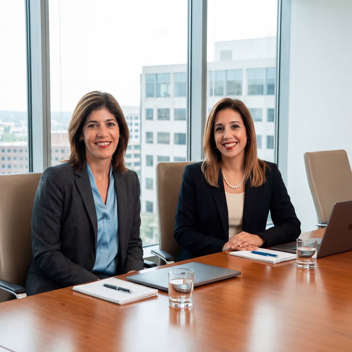 Attorneys Madeline Acosta and Christina Diaz in consultation